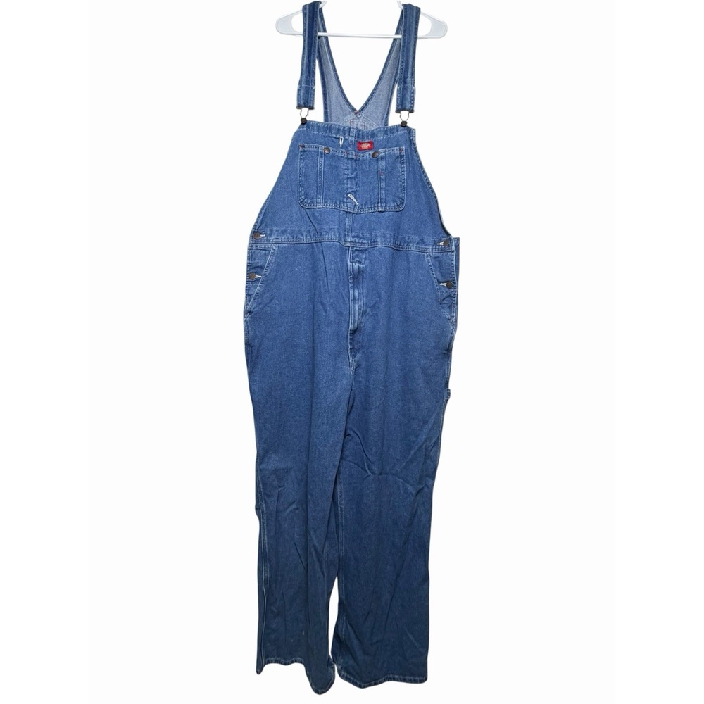 Dickies Denim Bib Overalls Men's 42x32 Carpenter Workwear Utility Cotton